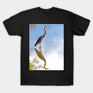 Great Blue Heron Standing in Still Water T-Shirt